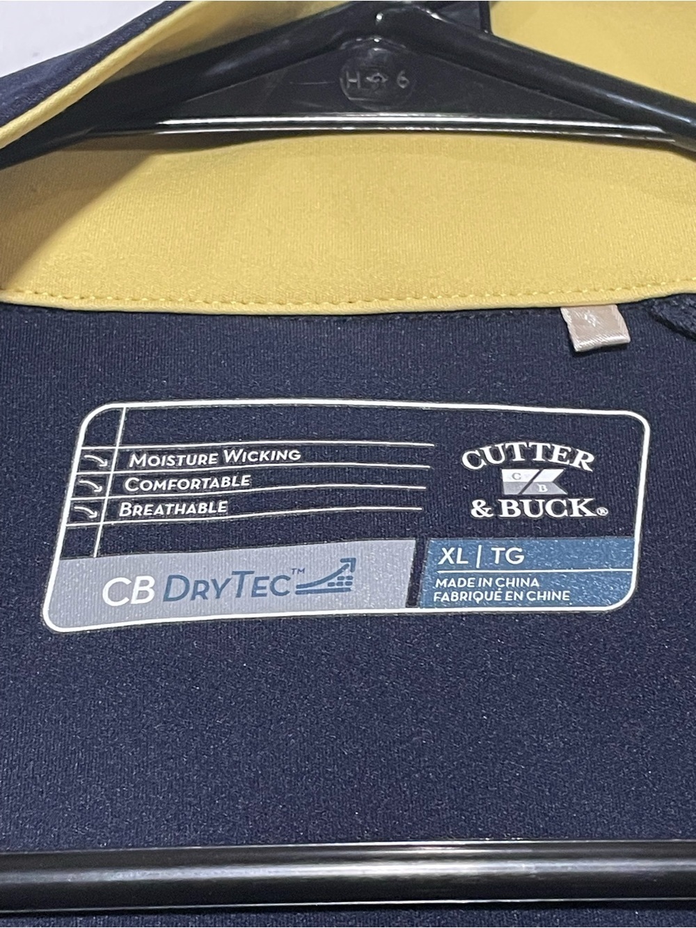 Cutter & Buck Dry Tec Sz XL Navy Yellow Lightweight Wicking Quarter Zip Jacket - Picture 5 of 8